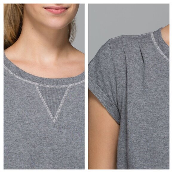 Lululemon Roll Up Crop Top 6 Heathered Mod S/M Grey - Picture 2 of 15